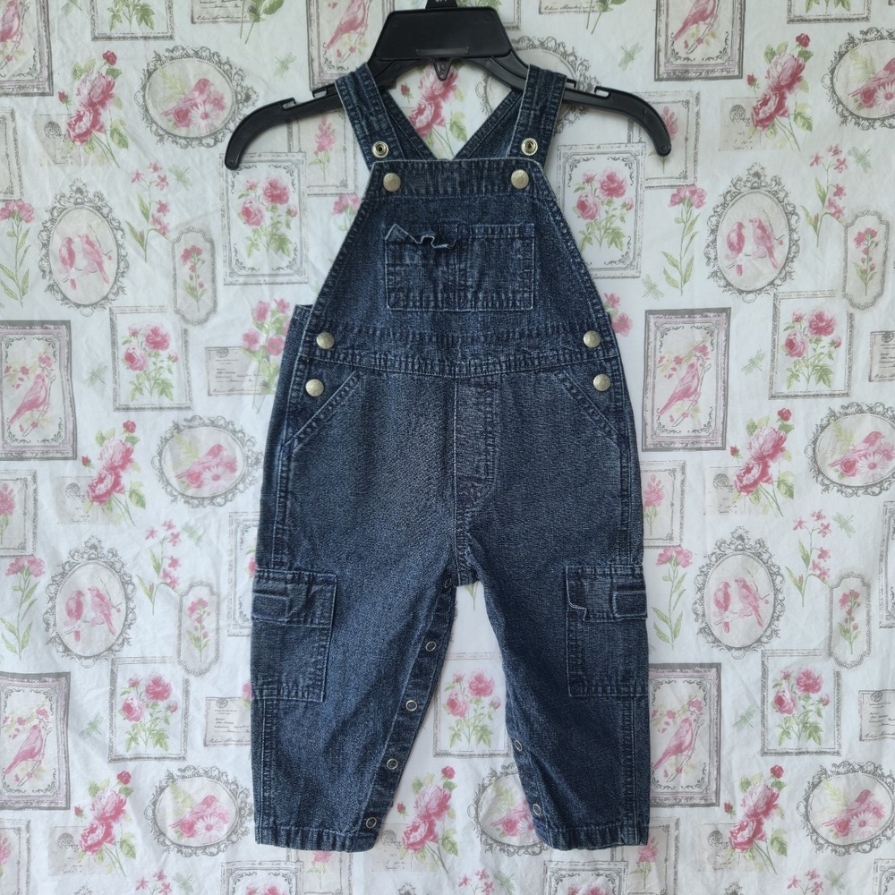 Starting Out Baby Boy Girl Blue Denim Overalls Cargo Bib Jeans 18M 100% Cotton
